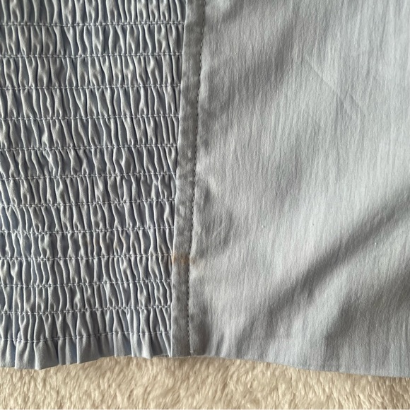 Aritzia Sunday Best Countess Blouse Medium Blue Glimmer Top Shirt puff blouse - Picture 6 of 12